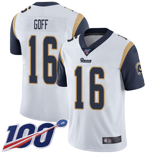Los Angeles Rams Limited White Men Jared Goff Road Jersey NFL Football #16 100th Season Vapor Untouchable